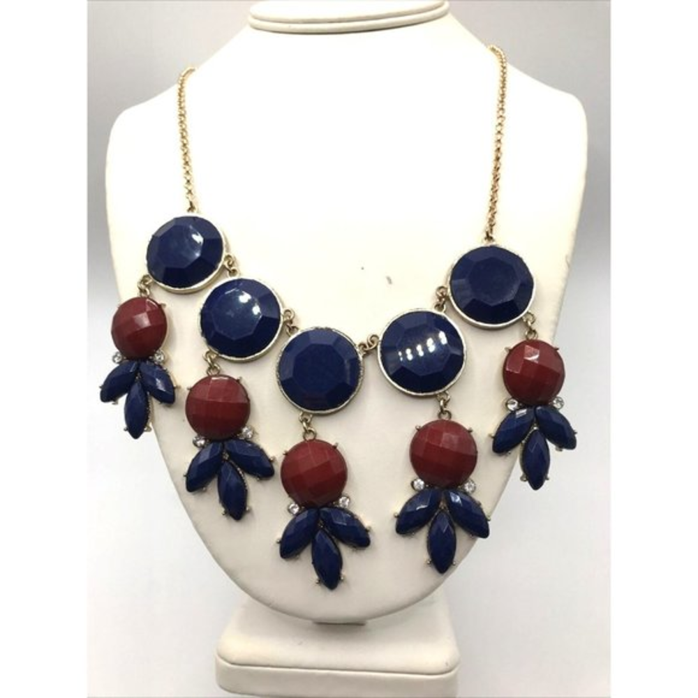 Simple Addiction‎ Necklace, Blue  RED Acrylic Faux Stones, Rhinestones cluster